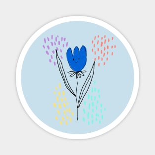 blue flower in the rain Magnet